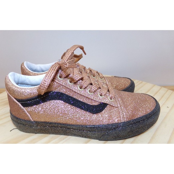 Vans Kids Unisex Old Skool Skate Shoes Sneakers Gold Glitter 508357 Size 3 - Picture 3 of 7